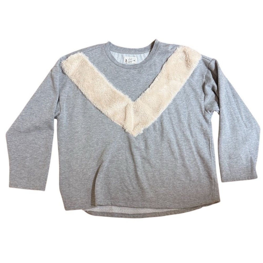 For The Republic Women's Gray Fleece Lined Top Faux Fur L alternative punk BRATZ